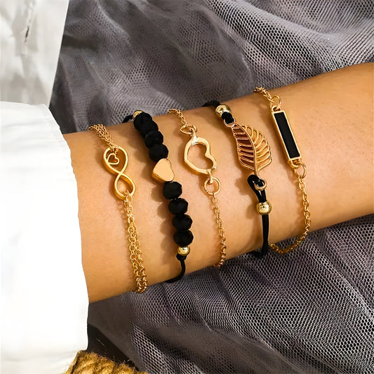 5-Piece Stackable Bracelet Set for Girls - Simple & Elegant Design