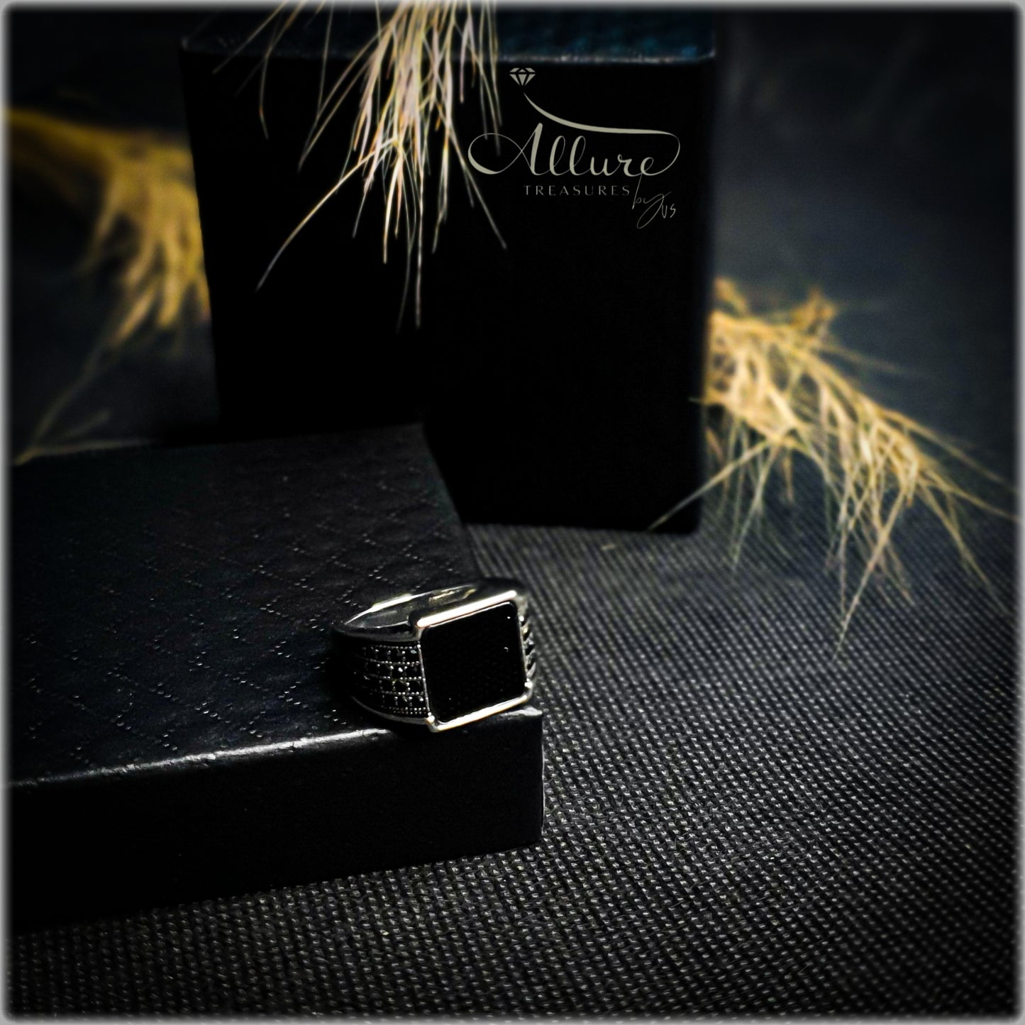 Luxurious Black Square Cubic Zirconia Ring For MEN - Vintage Turkish Style MEN's Ring