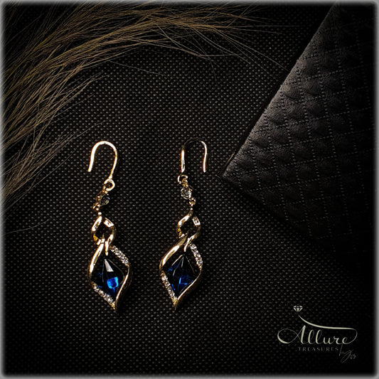 Elegant Crystal Dangle Earrings - Silvery Plated, Alloy with Synthetic Stones