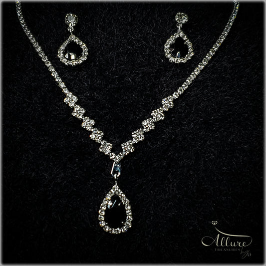 Women's Silver-Plated Zirconia Jewelry Set: Pendant Necklace & Earrings