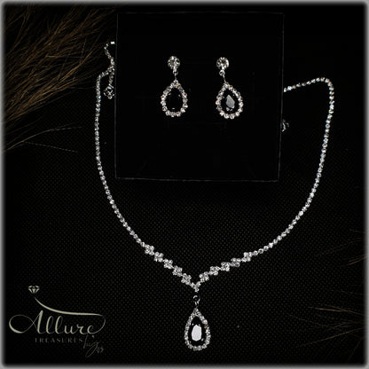 Women's Silver-Plated Zirconia Jewelry Set: Pendant Necklace & Earrings