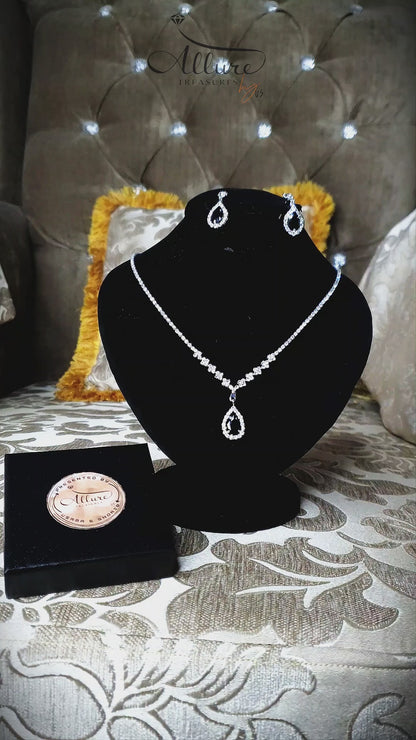 Women's Silver-Plated Zirconia Jewelry Set: Pendant Necklace & Earrings